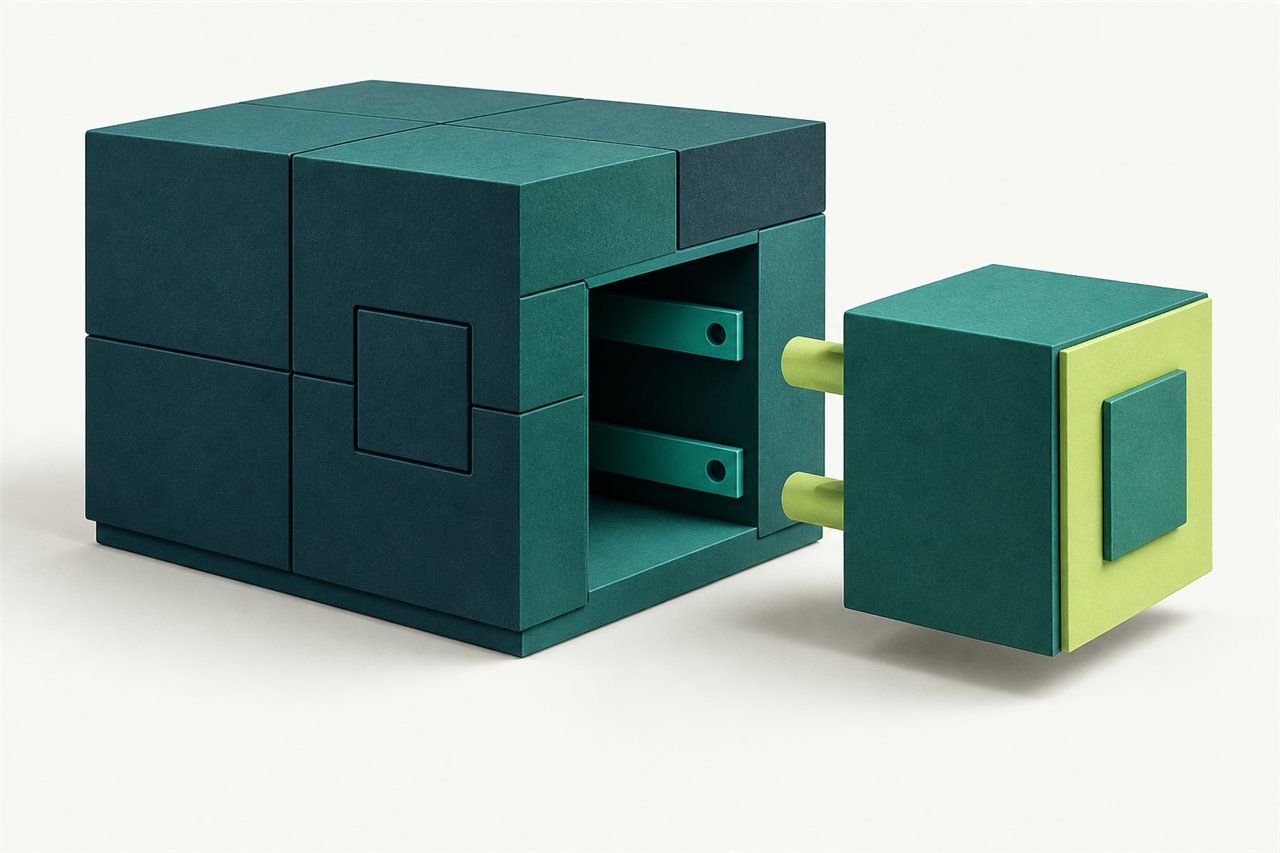 Ilustración conceptual: Una extensión a medida encaja en un sistema modular existente.