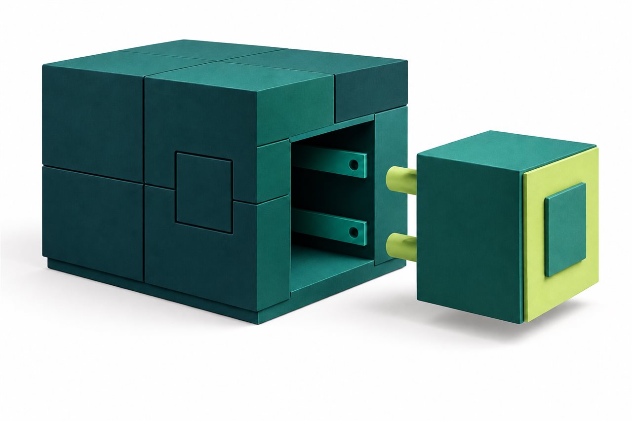 Ilustración conceptual: Una extensión a medida encaja en un sistema modular existente.